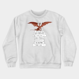 YA fantasy book stack and dragon Crewneck Sweatshirt